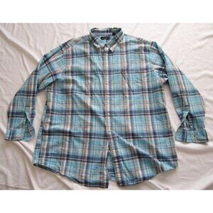 Men's Roundtree & Yorke Plaid Button Oxford Long Sleeve Shirt Sz 3XLT (MT379)